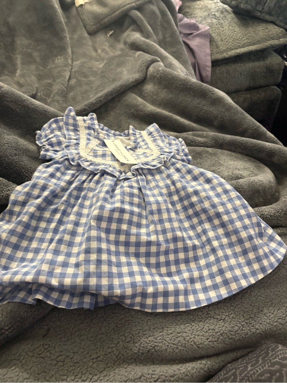 Janie and Jack Blue & White Gingham Ruffle Dress